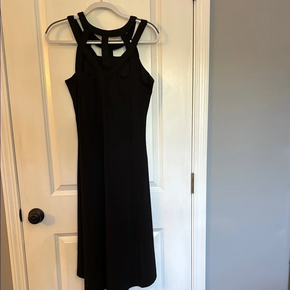 Cupio Black Halter Sheath Dress for Cocktail